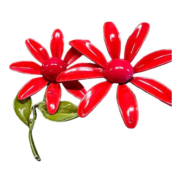 Vintage Pin/Brooch Bundle of 3 with 2-Floral and 1-vintage style bicycle - Picture 3 of 12